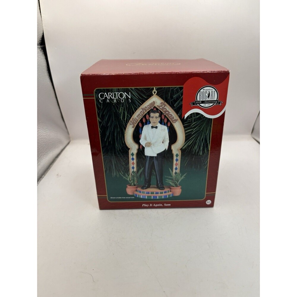 Carlton Cards 1999 Humphrey Bogart Play It Again Sam Ornament w/ Box Casablanca